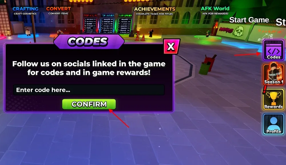 How to redeem codes in Anime Apocalypse
