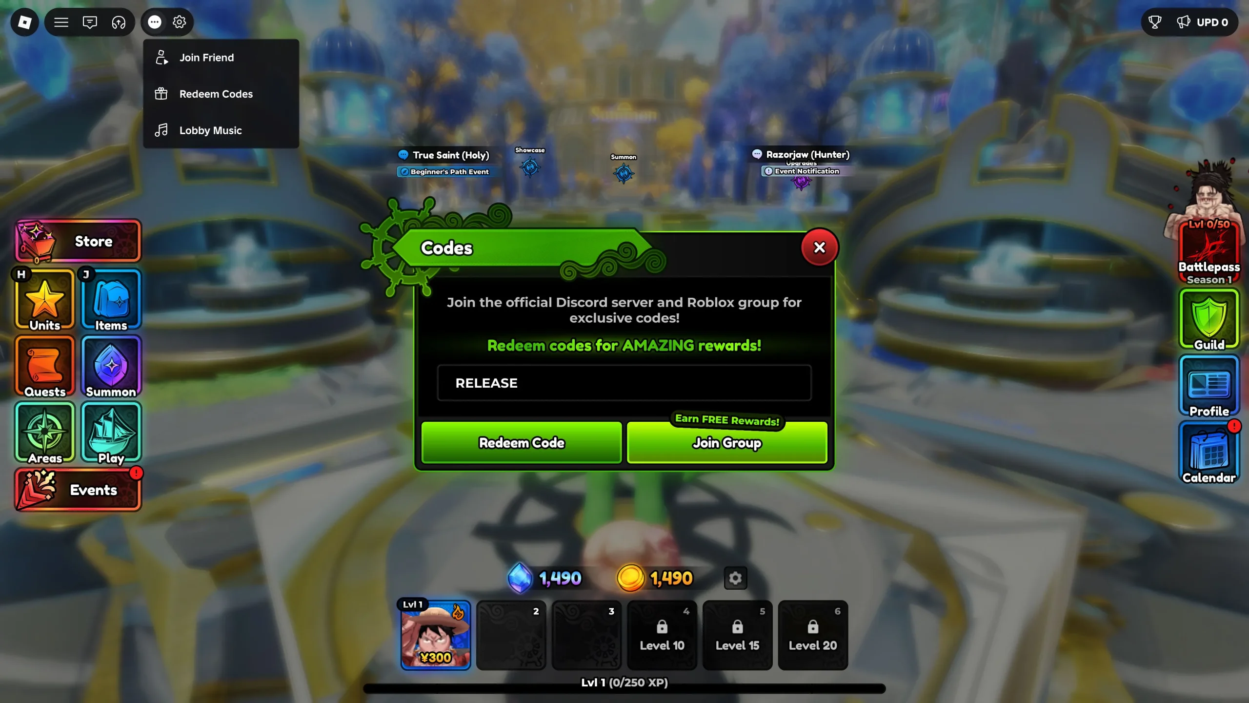 How to redeem codes in Anime Expeditions