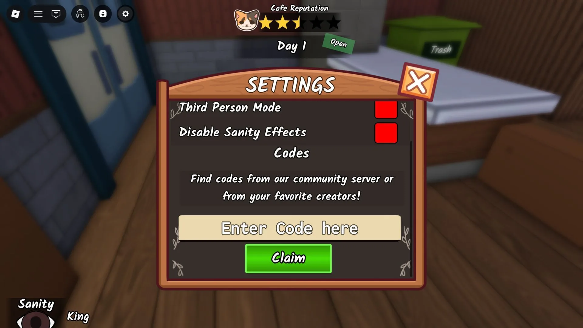 How to redeem codes in Anomaly Cafe