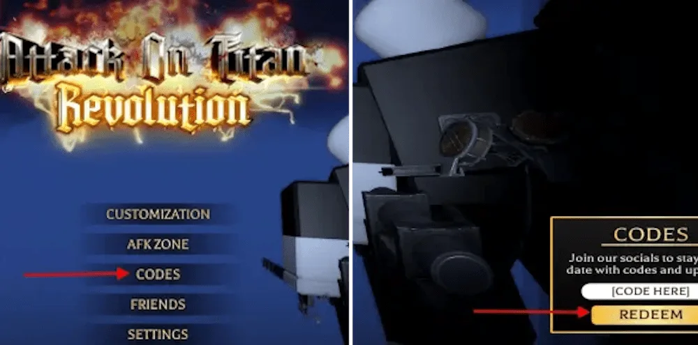 How to redeem codes in Attack on Titan Revolution (AOTR)