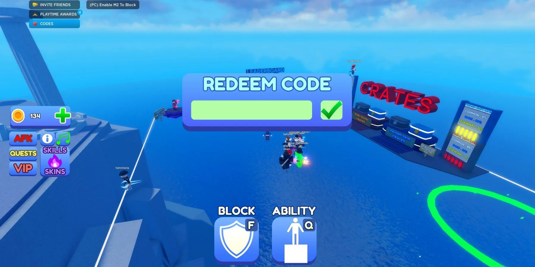 How to redeem codes in Blade Ball
