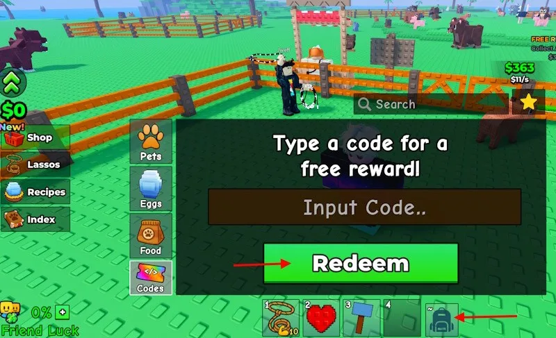 How to redeem codes in Catch And Tame