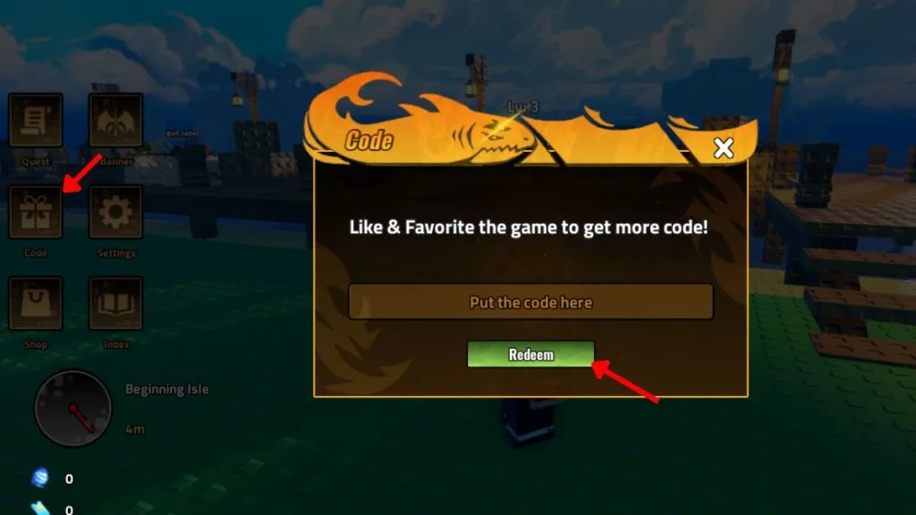 How to redeem codes in Heavyweight Fishing
