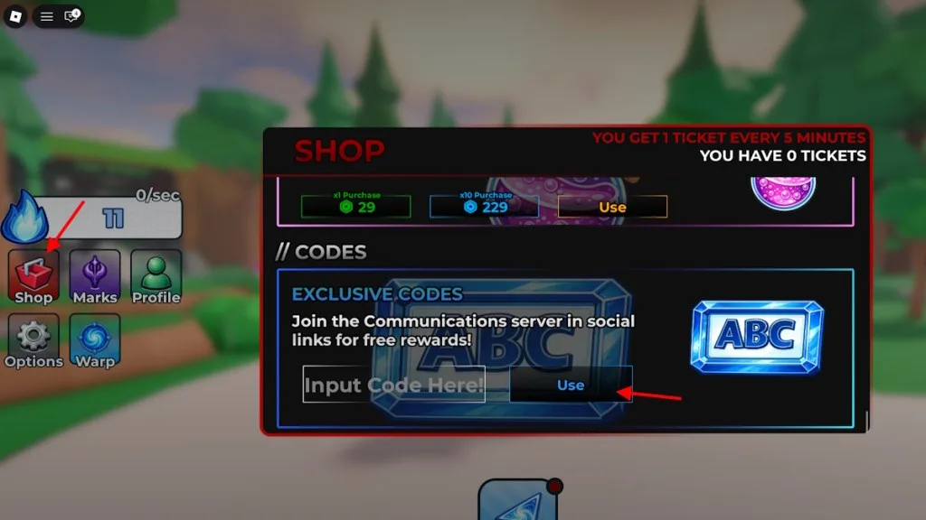 How to redeem codes in Immortality Incremental