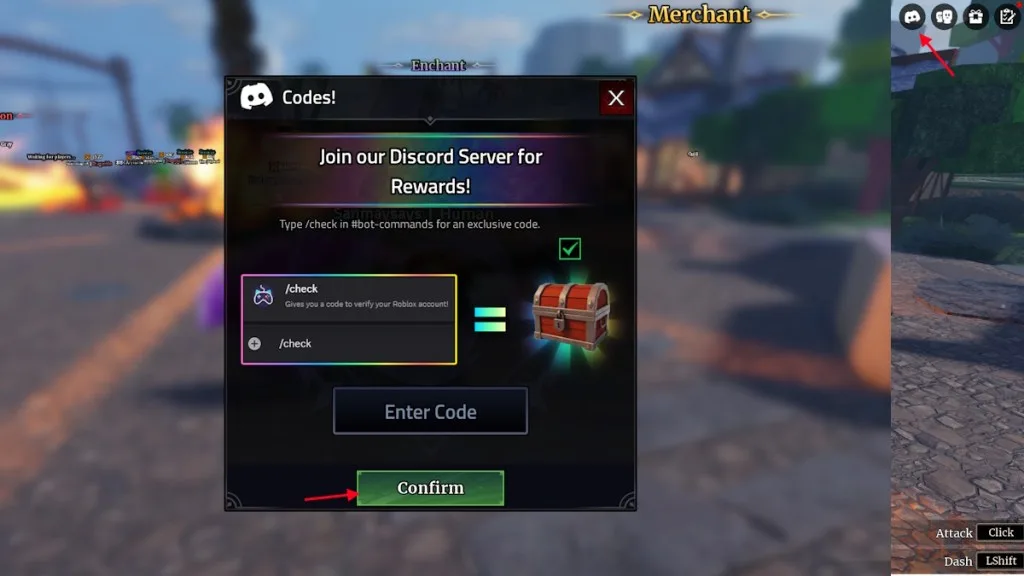 How to redeem codes in Iron Soul Dungeon