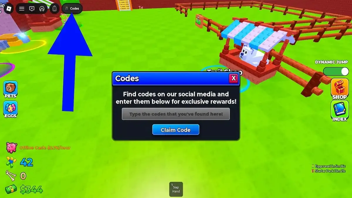 How to redeem codes in Jump for Animals