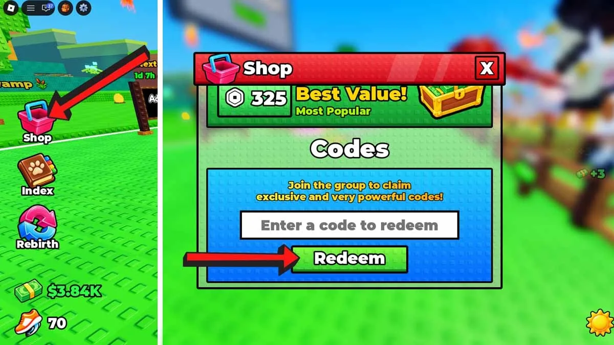 How to redeem codes in Jump To Steal An Egg