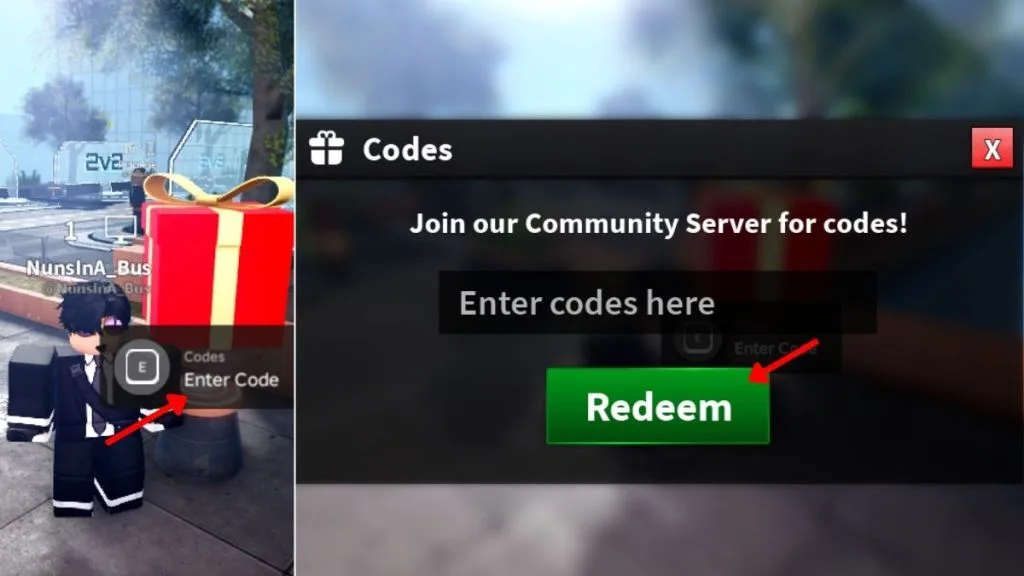 How to redeem codes in Knife Duels