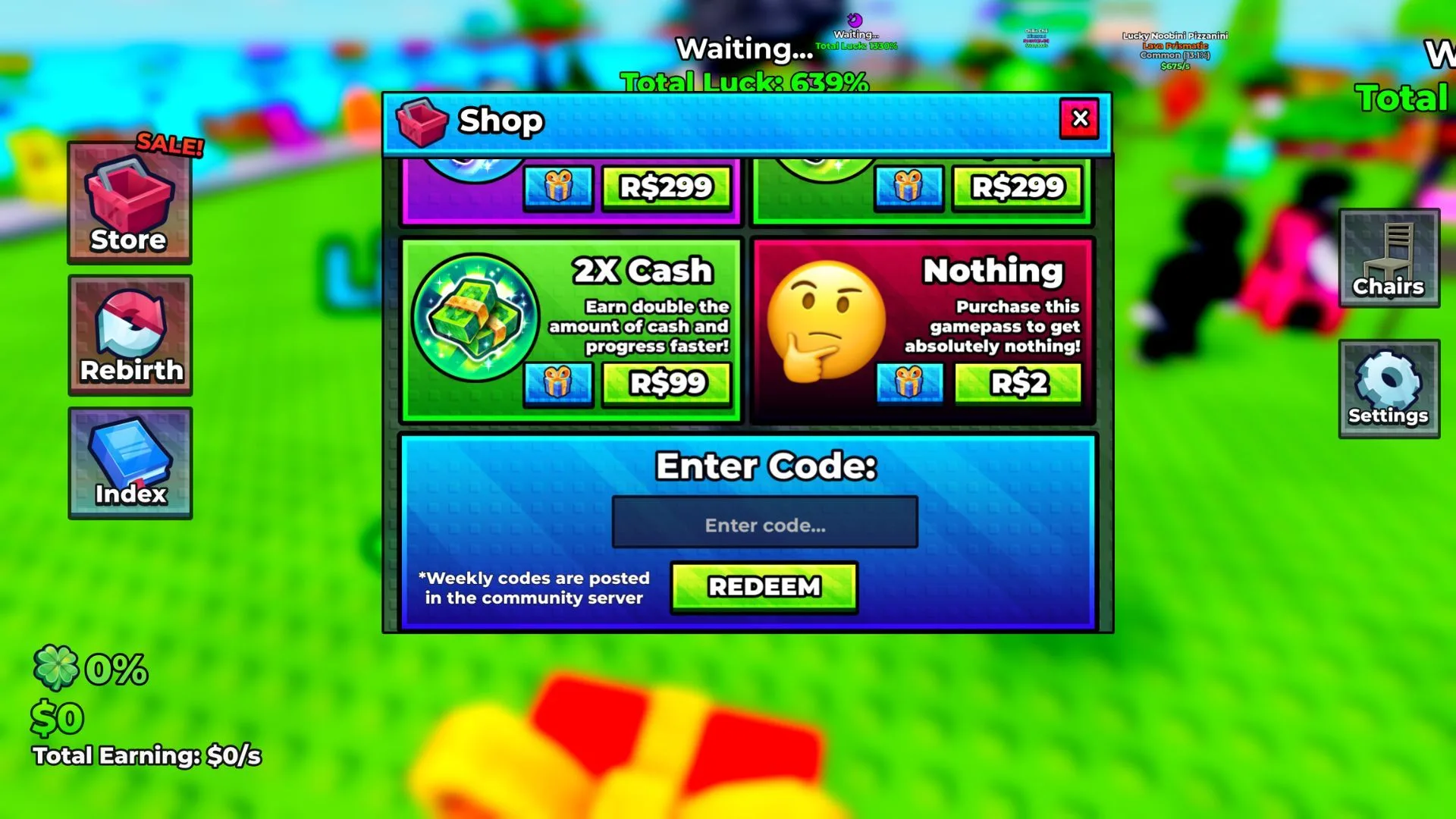 How to redeem codes in Steal a Brainrot