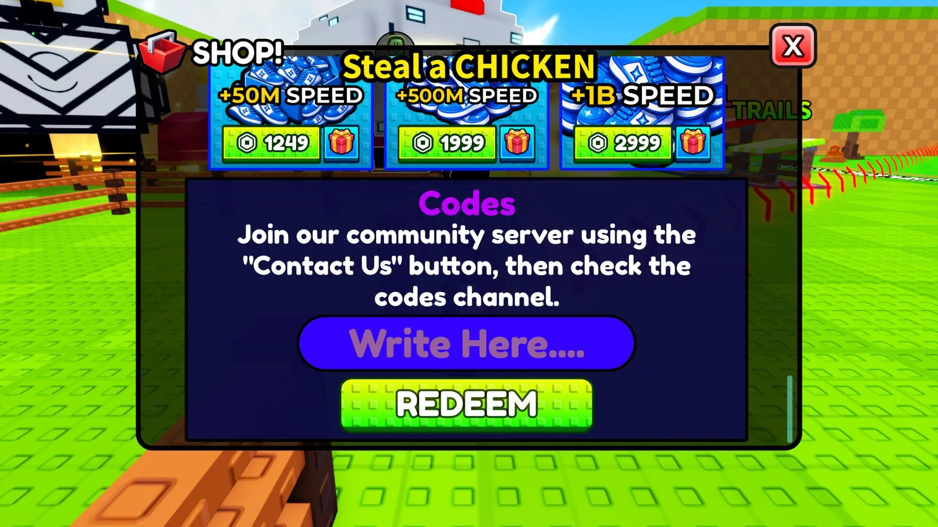 How to redeem codes in Steal a Chicken