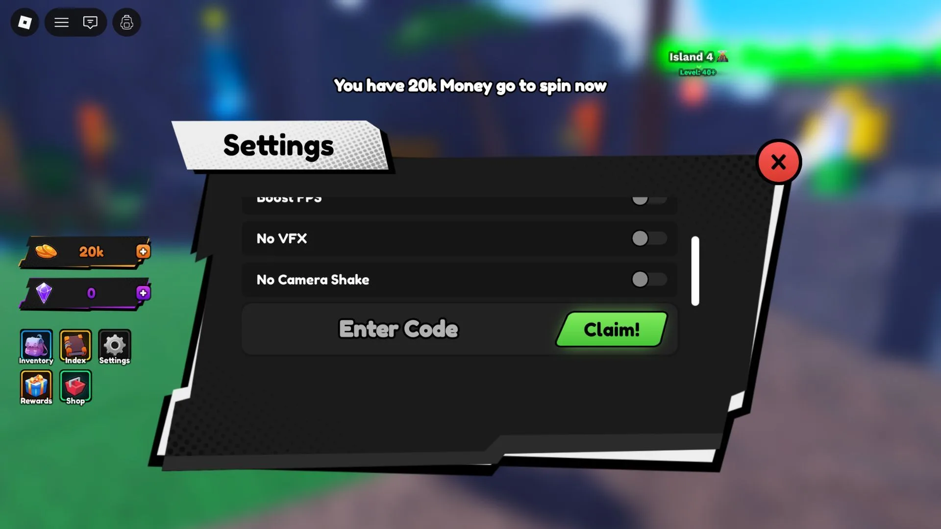 How to redeem codes in Titan Fishing