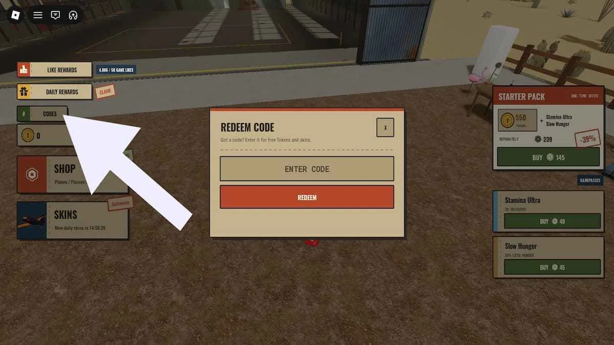 How to redeem codes in A Long Flight