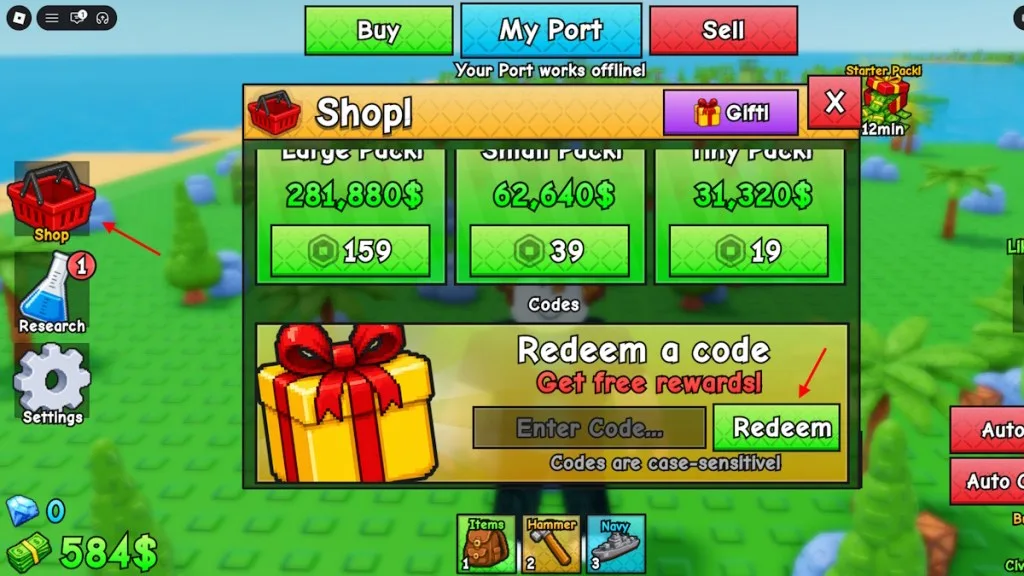 How to redeem codes in Navy War