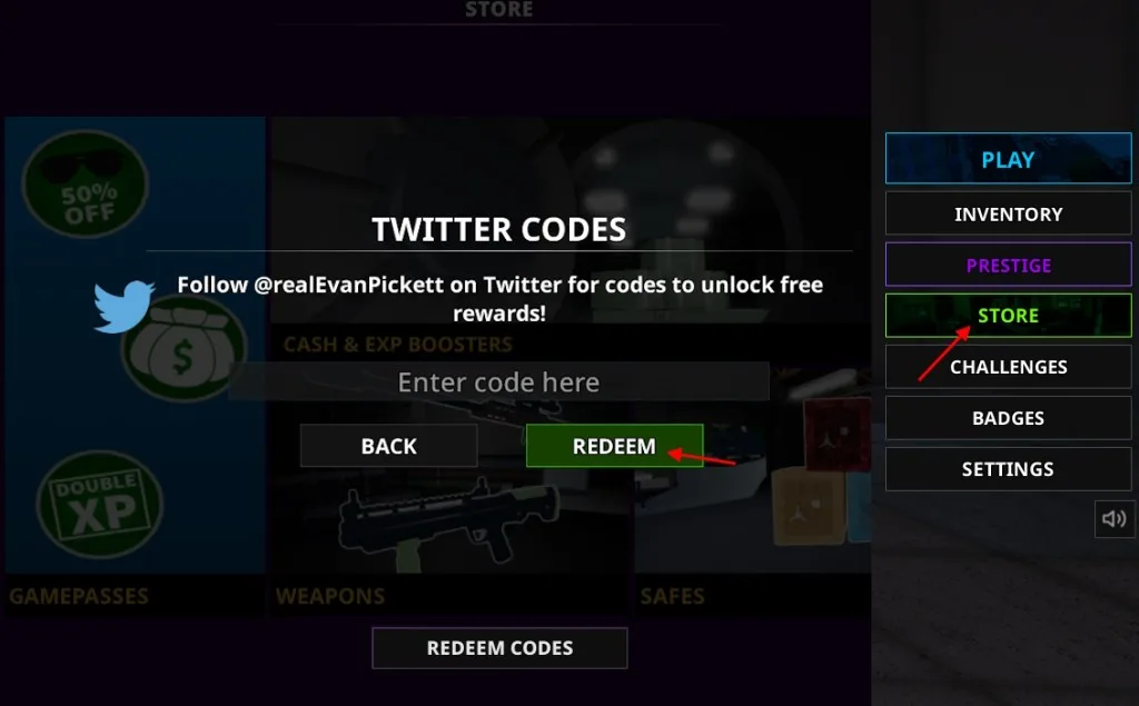 How to redeem codes in Notoriety
